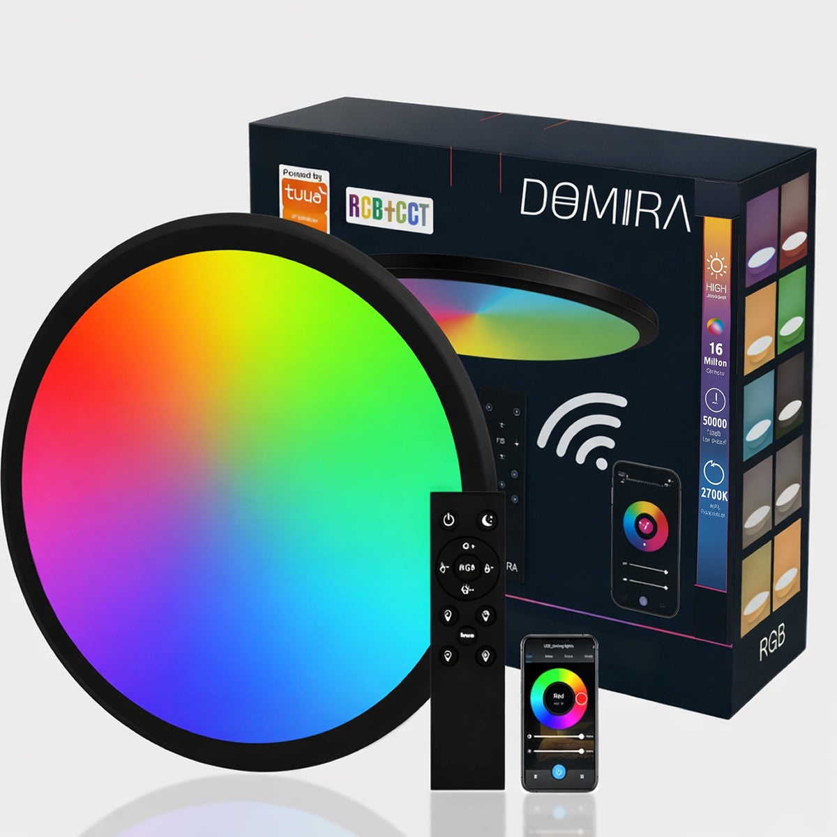 Smart Round LED Ceiling Light 24W – Modern Minimalist Black Design (With / Without Remote)