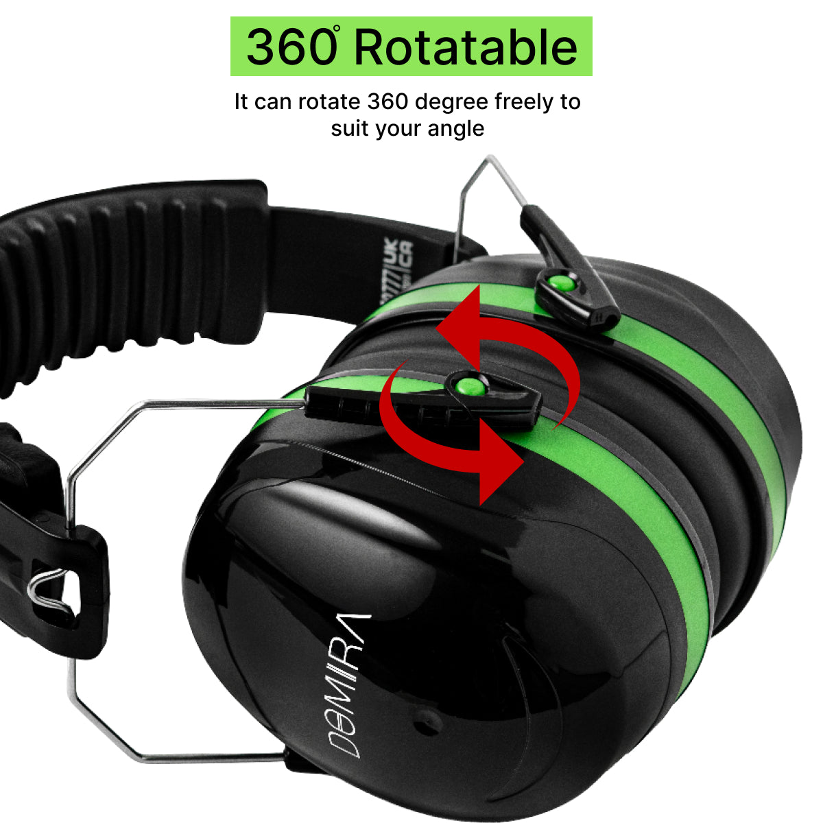 Adult  Ear Defenders 33dB – Lightweight Noise Reduction Earmuffs (Green/Black)