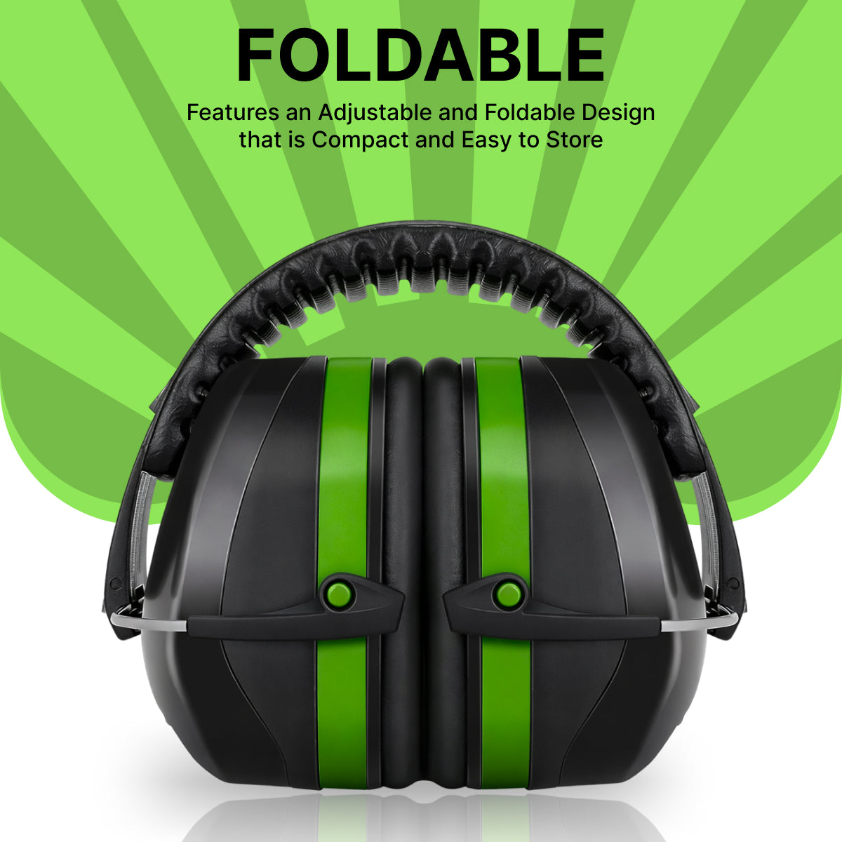 Adult  Ear Defenders 33dB – Lightweight Noise Reduction Earmuffs (Green/Black)