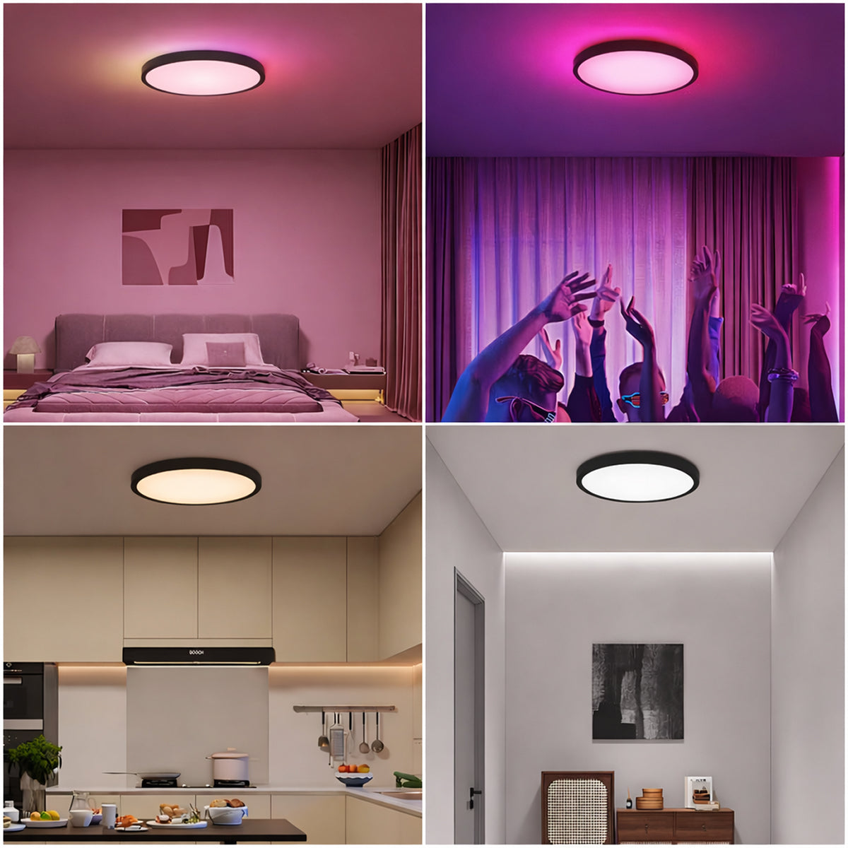 Smart Round LED Ceiling Light 22W – Modern Minimalist Black Design (With / Without Remote)