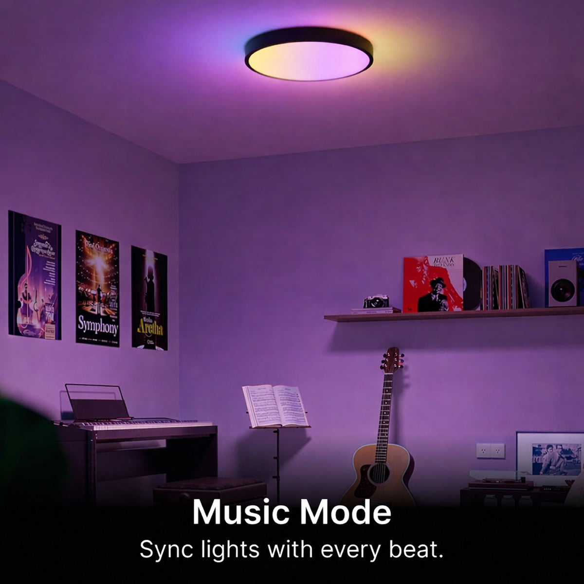 Smart Round LED Ceiling Light 22W – Modern Minimalist Black Design (With / Without Remote)