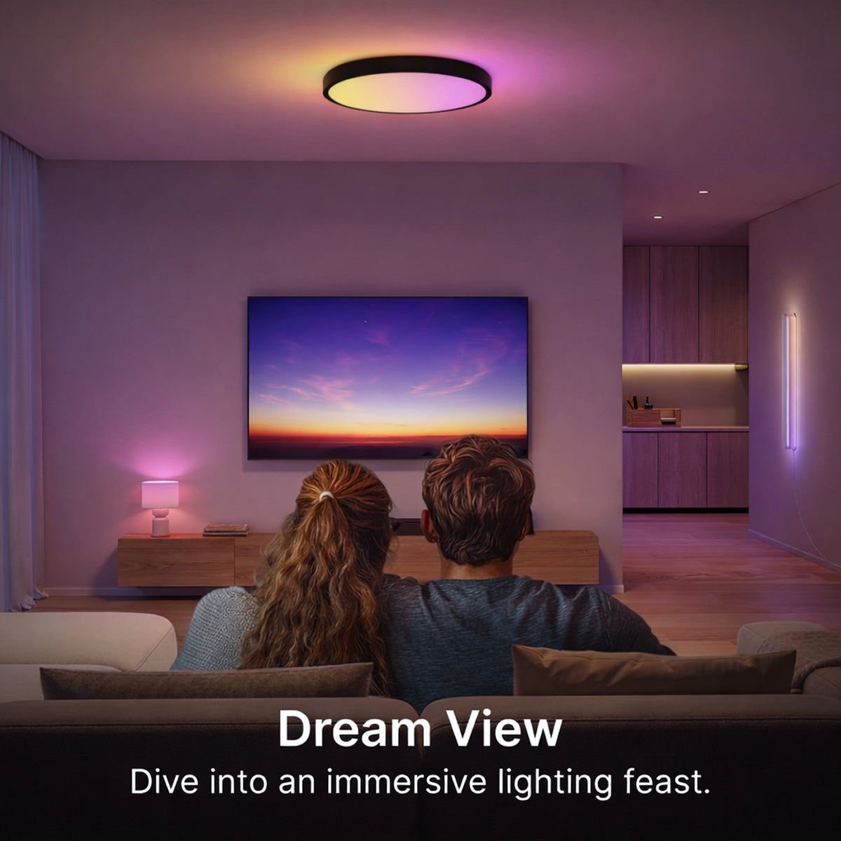 Smart Round LED Ceiling Light 22W – Modern Minimalist Black Design (With / Without Remote)