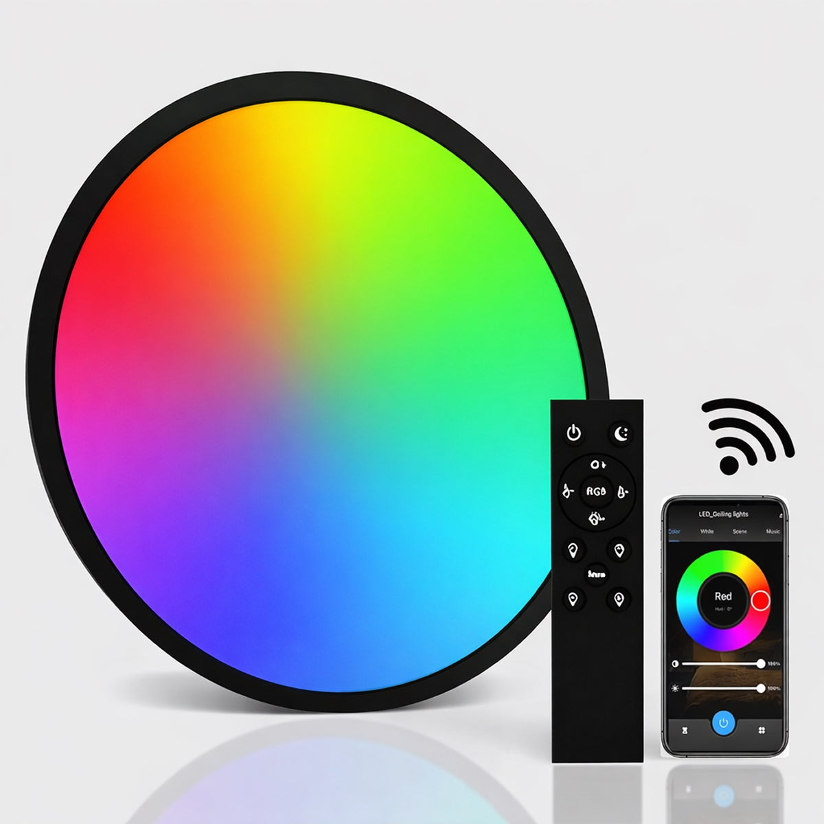 Smart Round LED Ceiling Light 24W – Modern Minimalist Black Design (With / Without Remote)