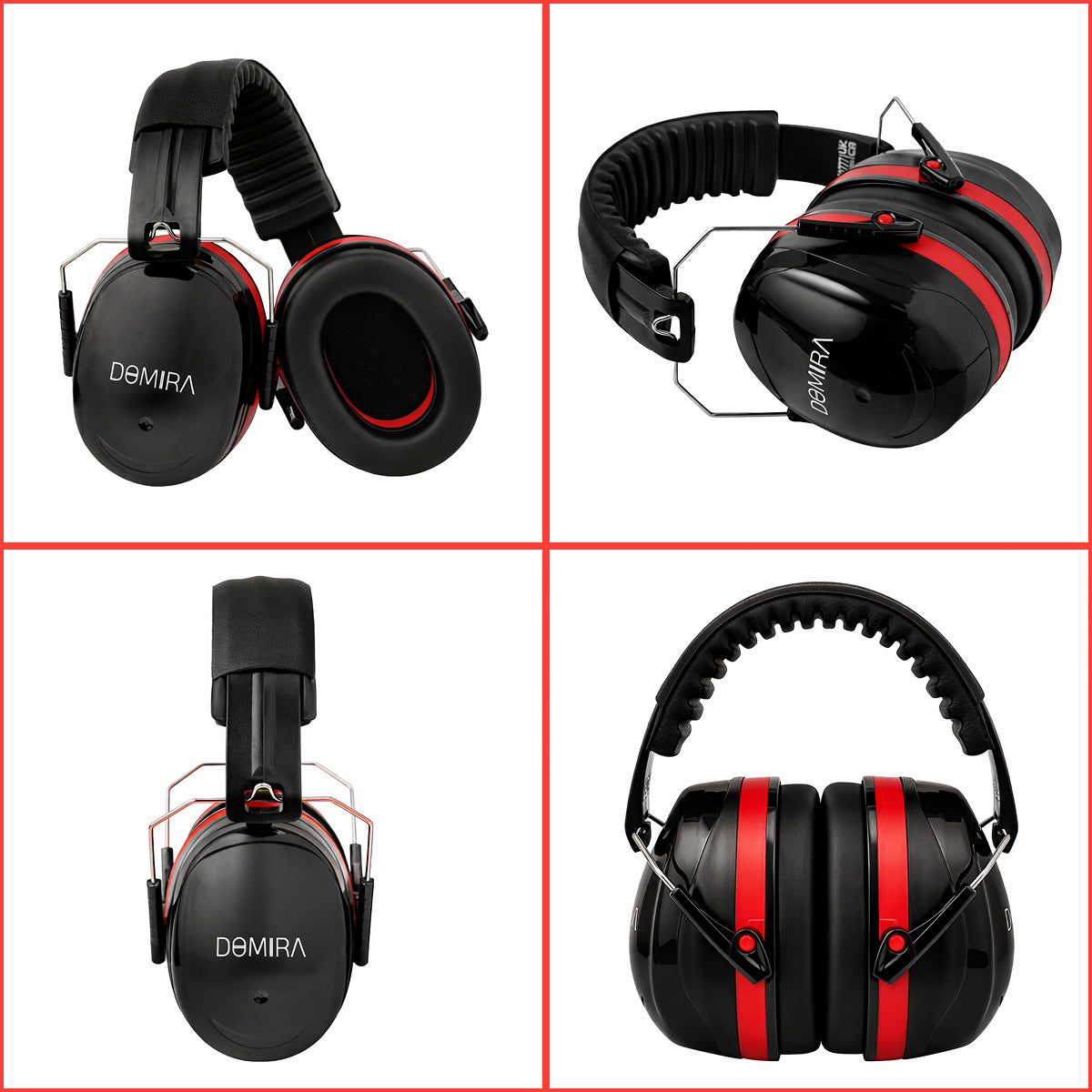 Adult  Ear Defenders 33dB – Lightweight Noise Reduction Earmuffs (Red/Black)