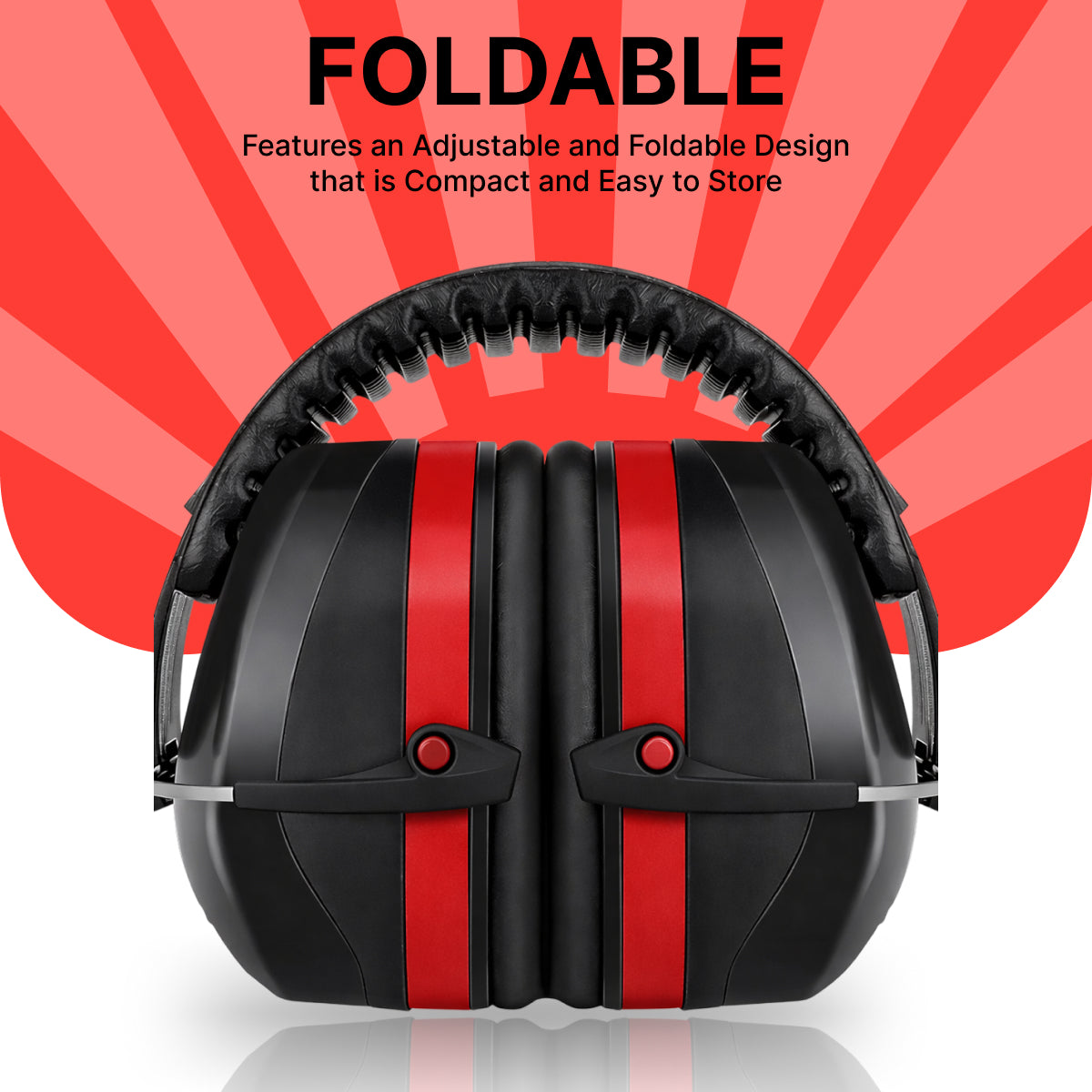 Adult  Ear Defenders 33dB – Lightweight Noise Reduction Earmuffs (Red/Black)