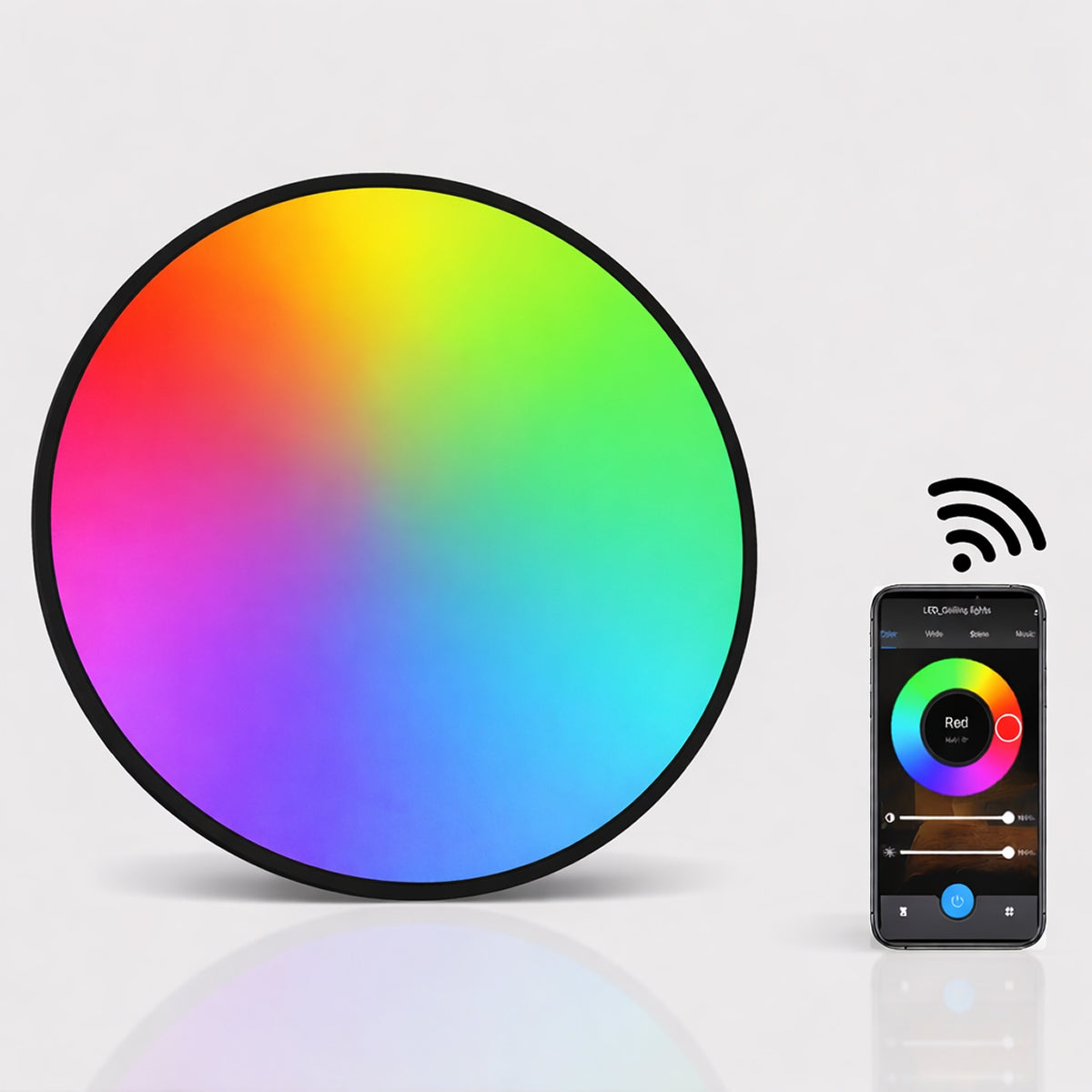 Smart Round LED Ceiling Light 22W – Modern Minimalist Black Design (With / Without Remote)