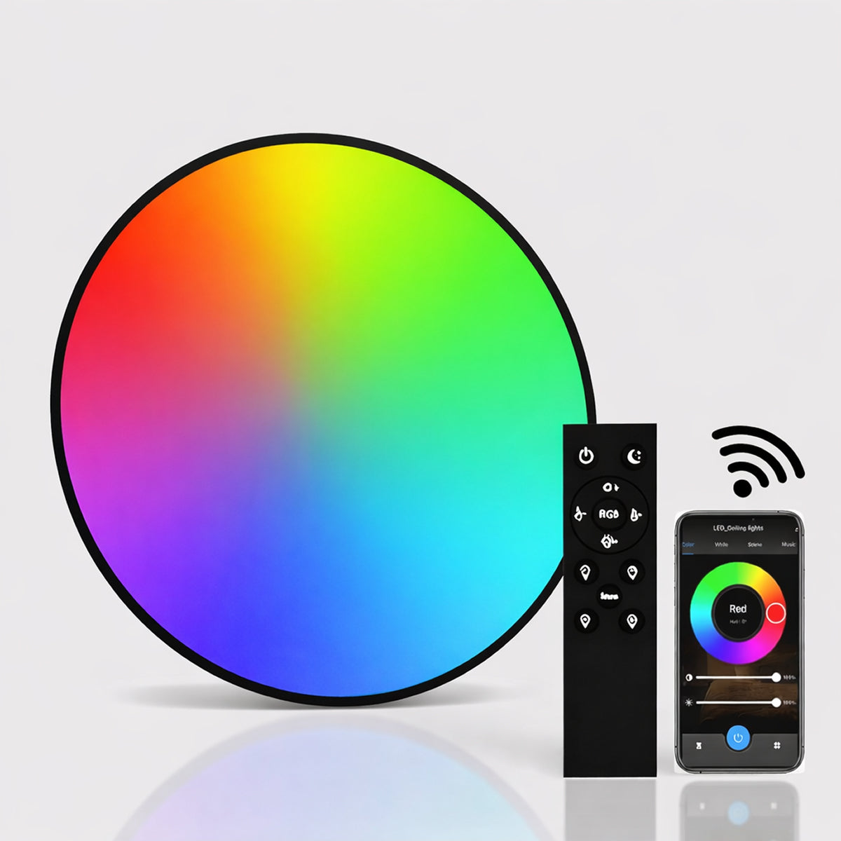 Smart Round LED Ceiling Light 22W – Modern Minimalist Black Design (With / Without Remote)