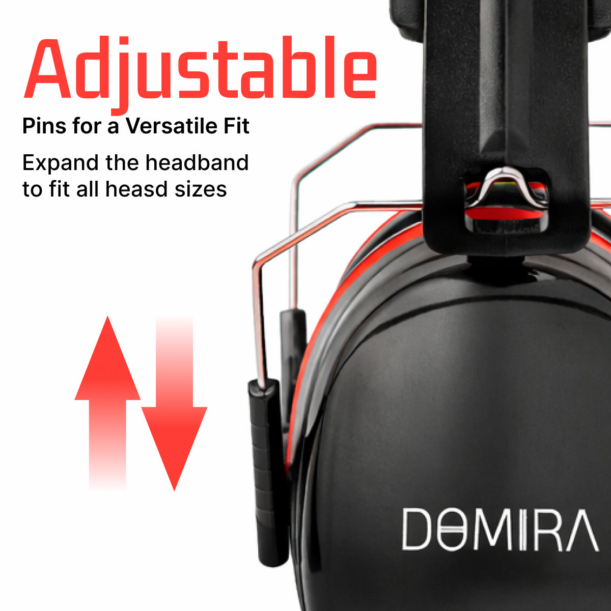 Adult  Ear Defenders 33dB – Lightweight Noise Reduction Earmuffs (Red/Black)