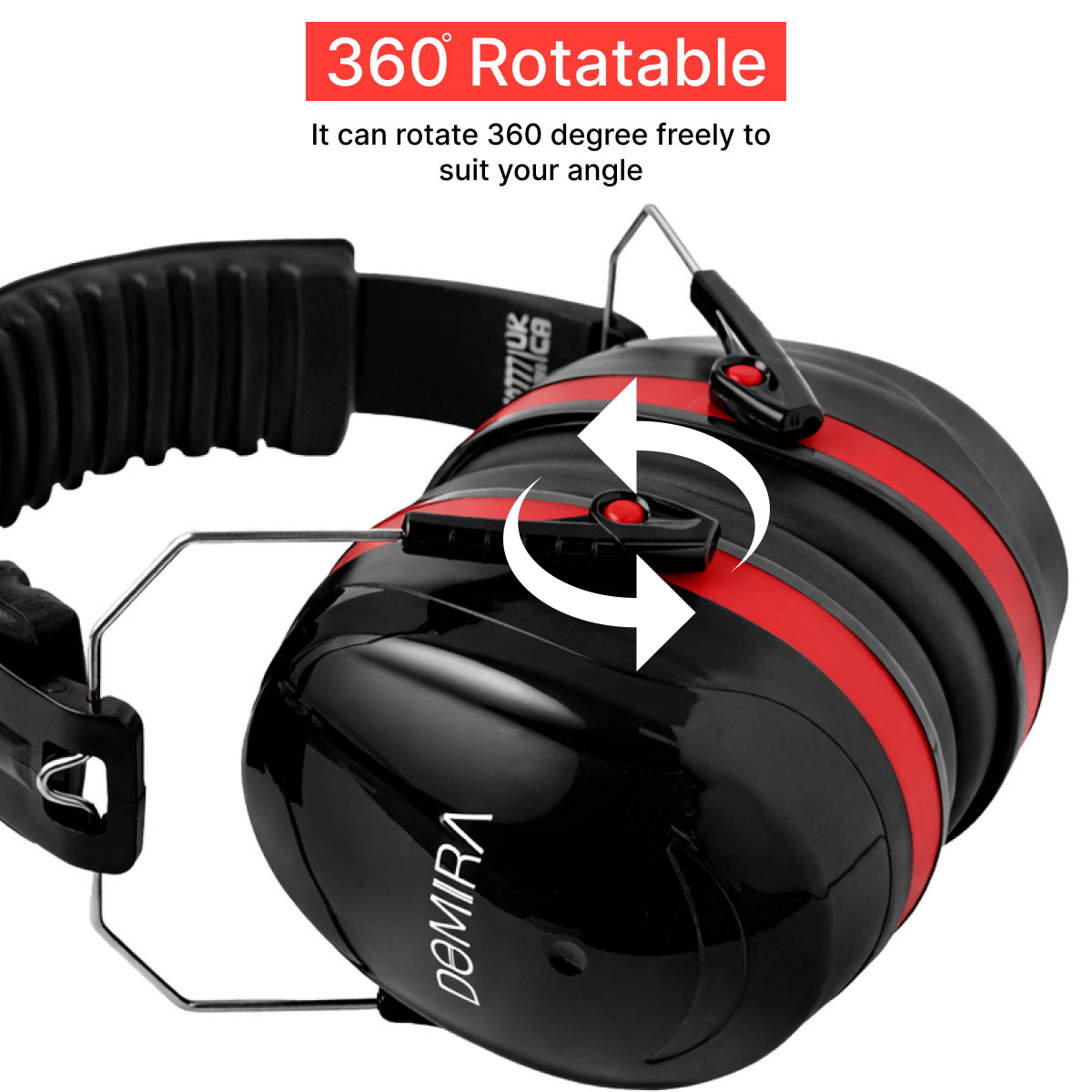 Adult  Ear Defenders 33dB – Lightweight Noise Reduction Earmuffs (Red/Black)