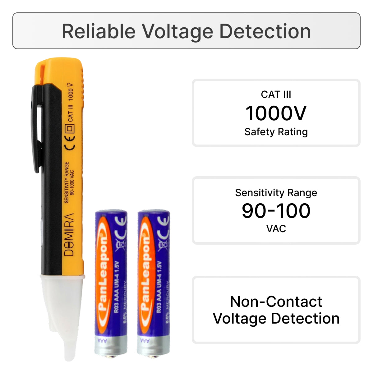 LED Light Test Pen - 90-1000V AC Voltage Tester with Light Alarm