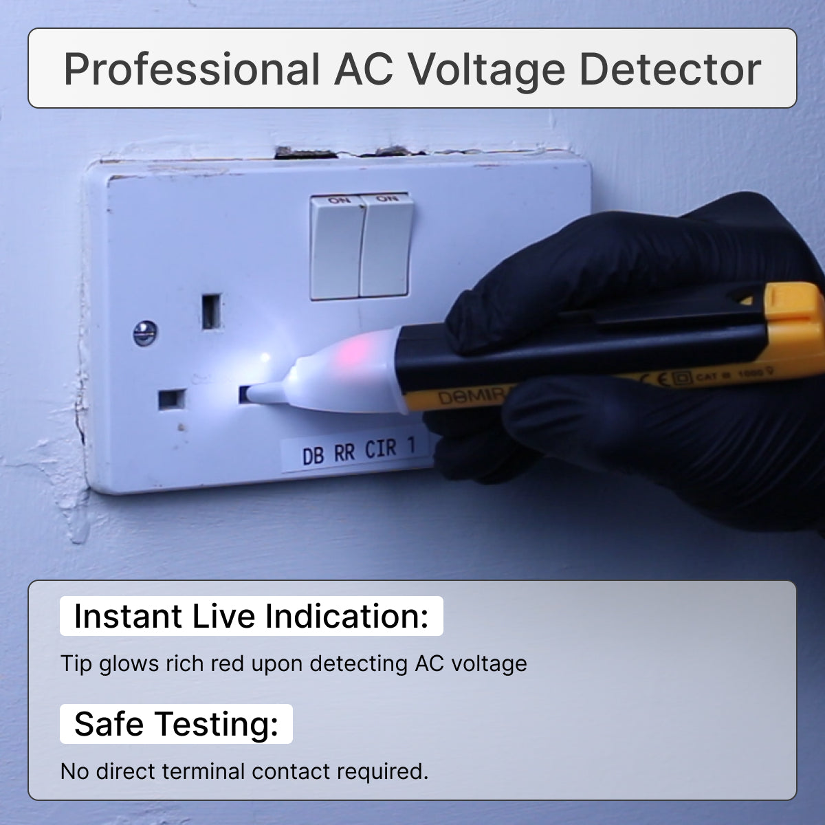 LED Light Test Pen - 90-1000V AC Voltage Tester with Light Alarm