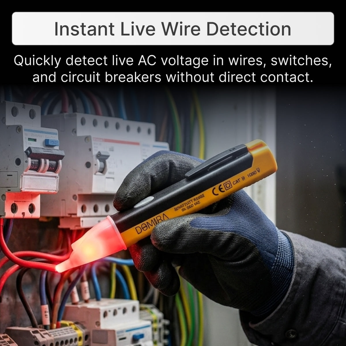 LED Light Test Pen - 90-1000V AC Voltage Tester with Light Alarm