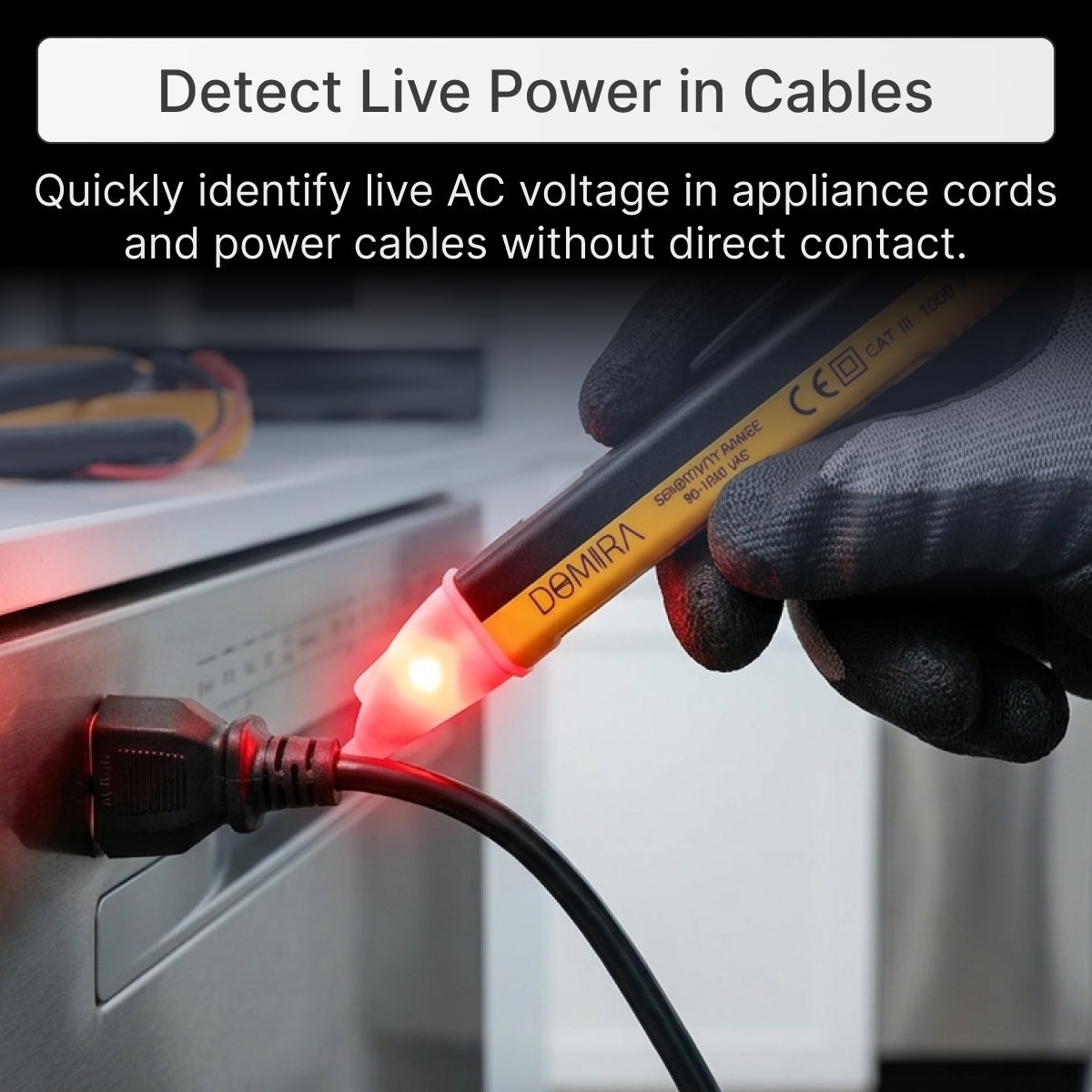 LED Light Test Pen - 90-1000V AC Voltage Tester with Light Alarm