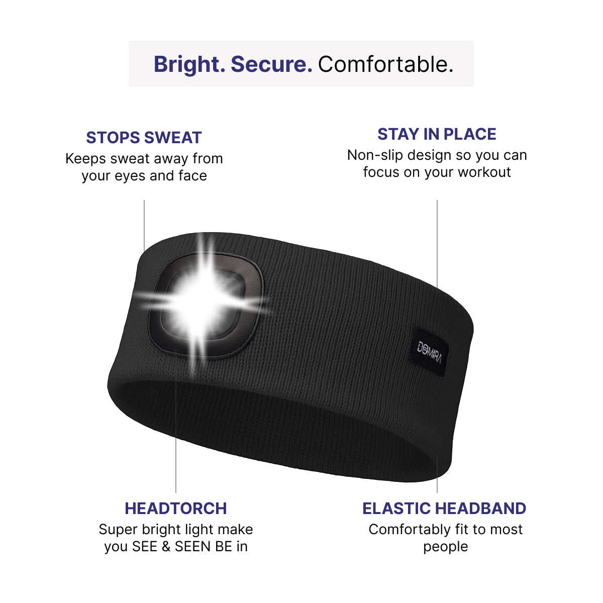 USB Rechargeable LED Head Torch – Super Bright Black  Headlamp