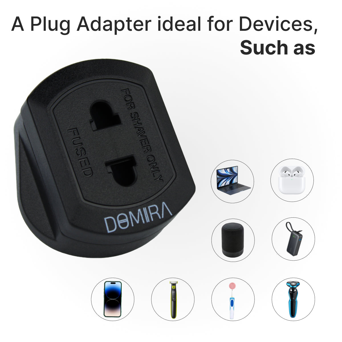 UK 2-Pin to 3-Pin Toothbrush Adapter for Travel Charging – Black & White