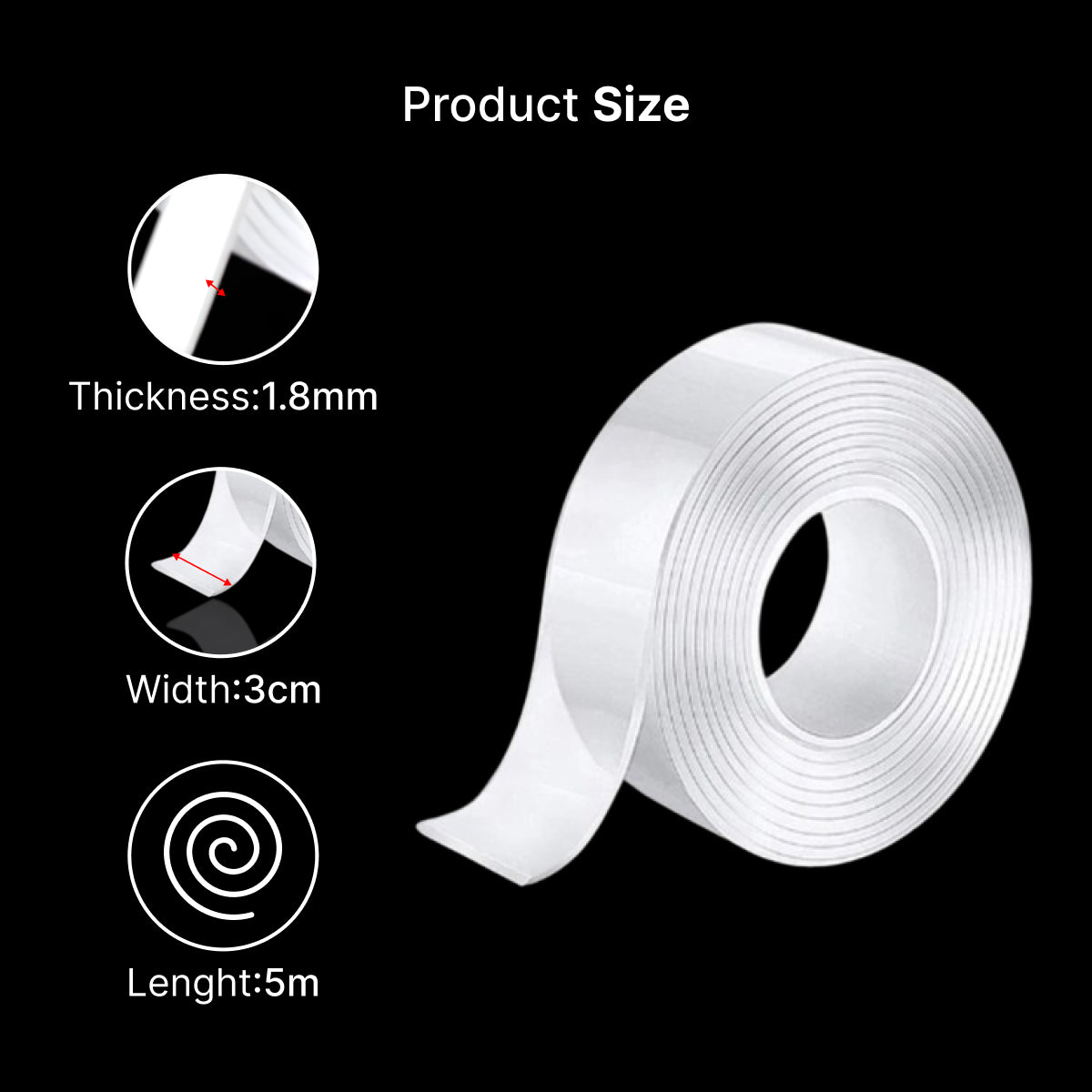 Nano Double-Sided Grip Tape Transparent, Washable & Reusable