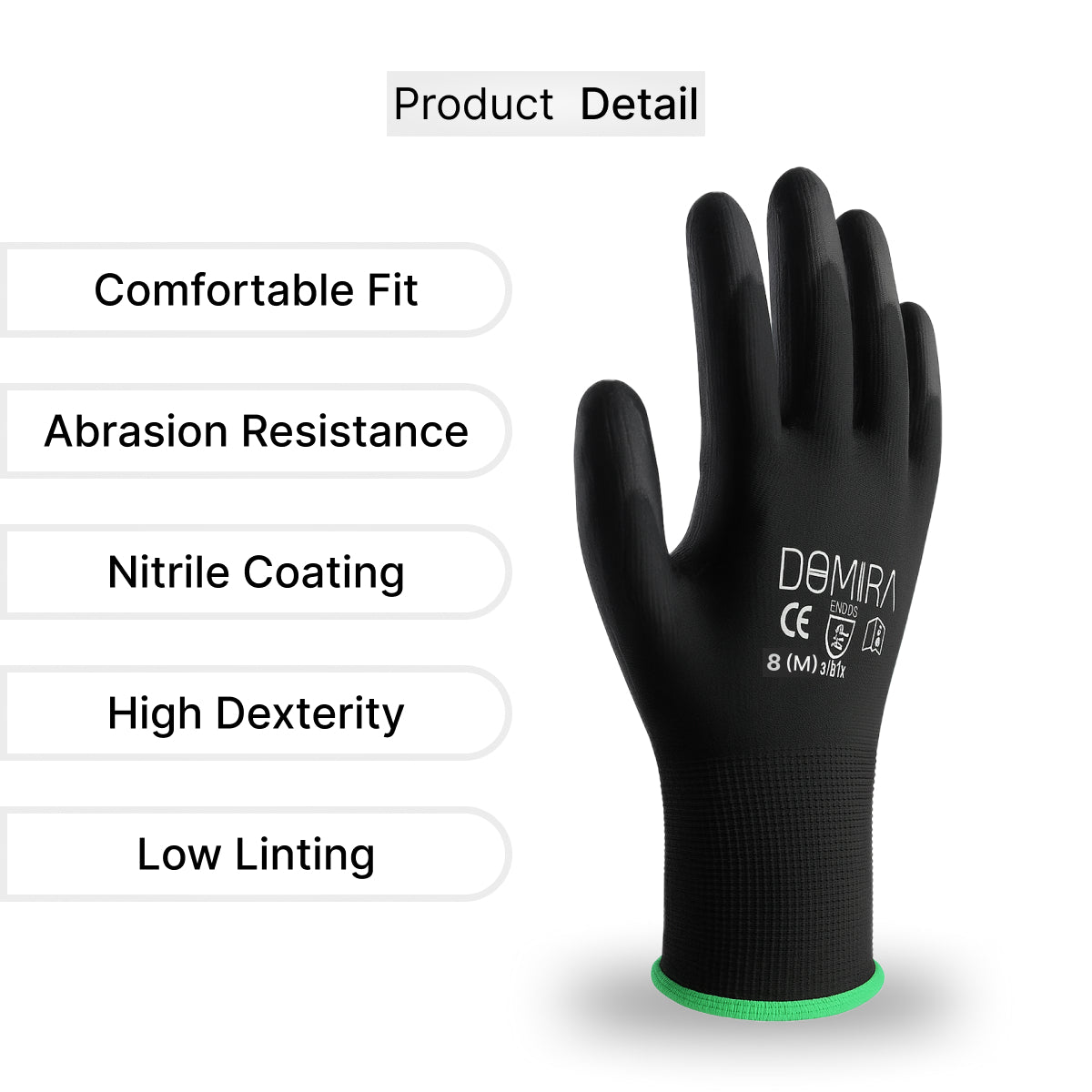 Anti-Static Work Safety Gloves with PU Coating Durable & Flexible Pack of 6