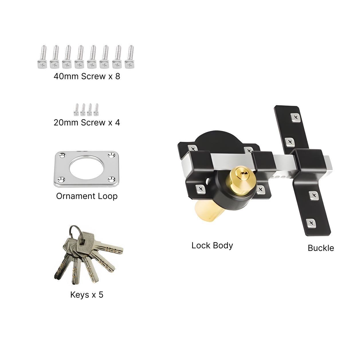50mm Stainless Steel Gate Lock with Double Locking & Keys
