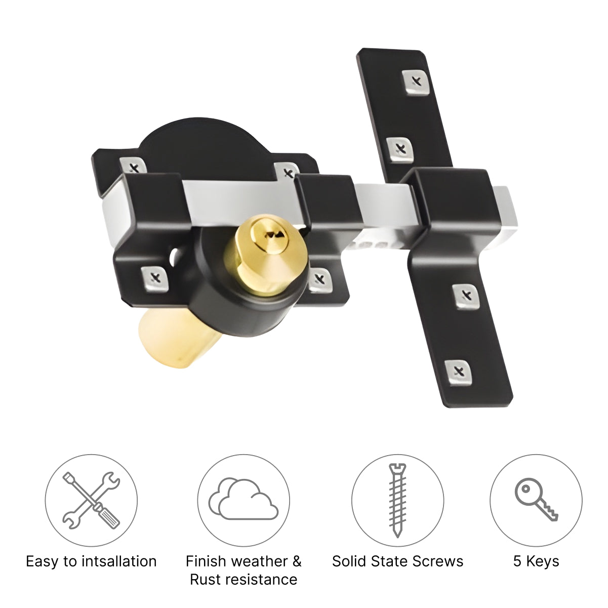 50mm Stainless Steel Gate Lock with Double Locking & Keys