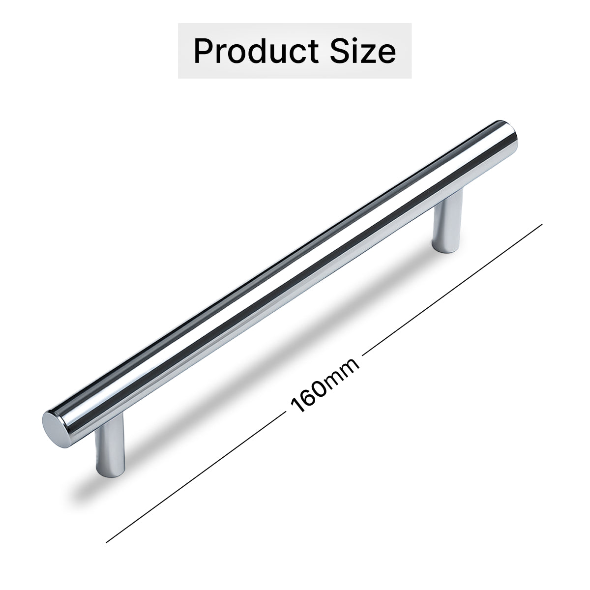 Premium Chrome Wardrobe Handles-Pack of 2 -160mm for Kitchen, Drawers