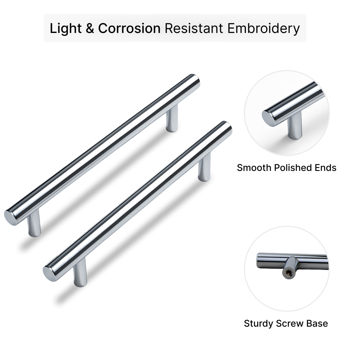 Premium Chrome Wardrobe Handles-Pack of 2 -160mm for Kitchen, Drawers