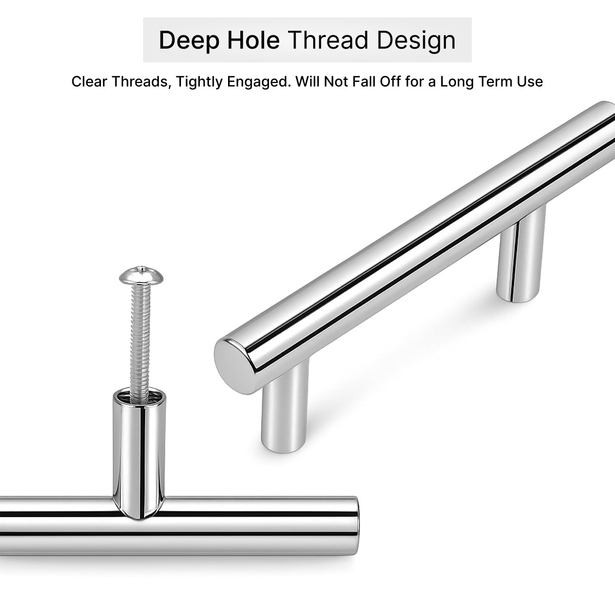 Premium Chrome Wardrobe Handles-Pack of 2 -160mm for Kitchen, Drawers