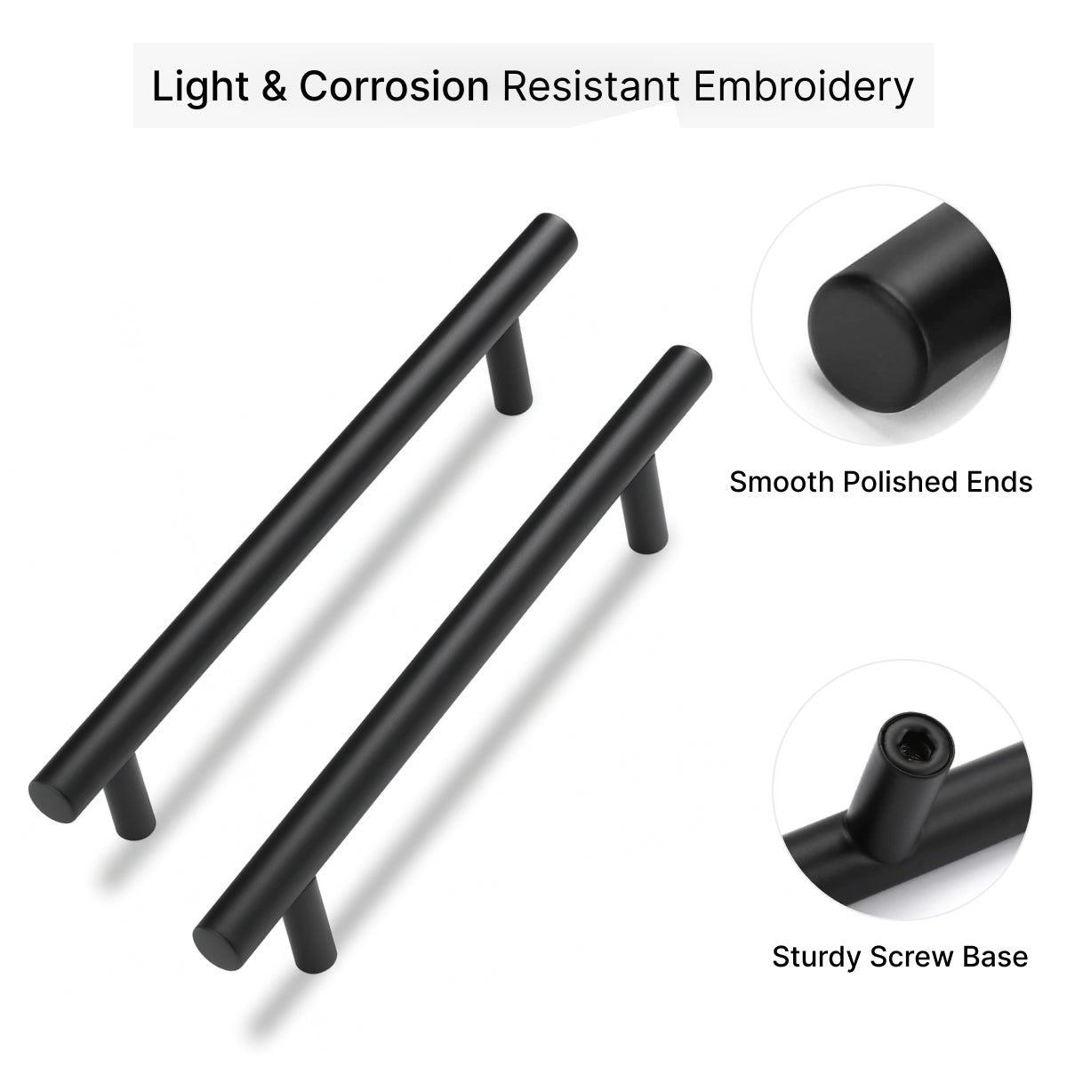 Black Wardrobe Handles -Pack of 10 – 96mm & 128mm Premium Pulls for Kitchen Drawers