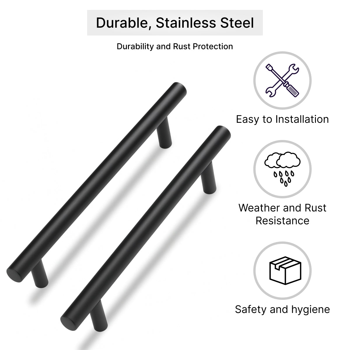 Black Wardrobe Handles -Pack of 10 – 96mm & 128mm Premium Pulls for Kitchen Drawers