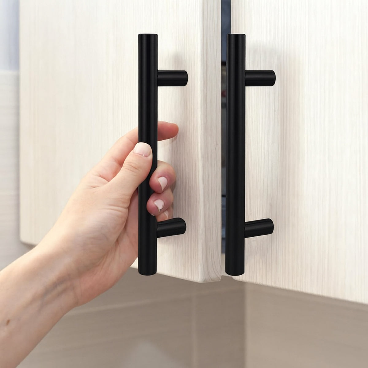 Black Wardrobe Handles -Pack of 10 – 96mm & 128mm Premium Pulls for Kitchen Drawers