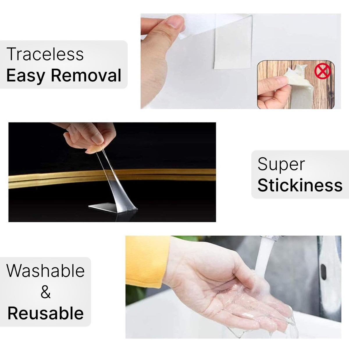 Nano Double-Sided Grip Tape Transparent, Washable & Reusable