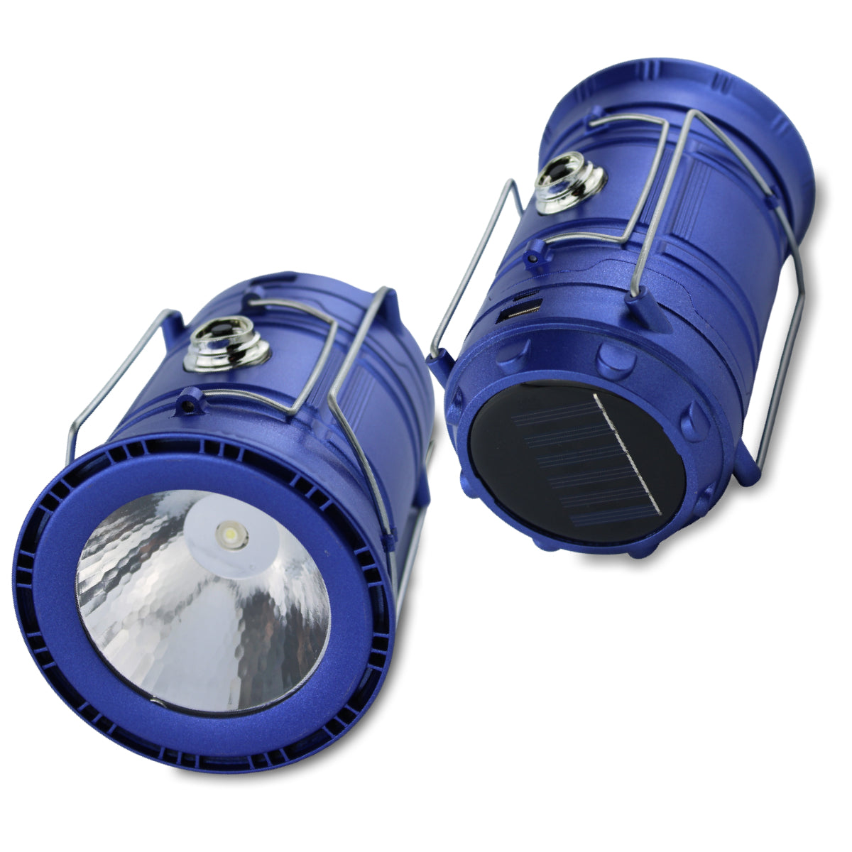 Blue Collapsible Solar LED Camping Lantern – Super Bright & Portable
