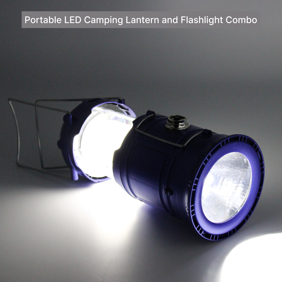 Blue Collapsible Solar LED Camping Lantern – Super Bright & Portable