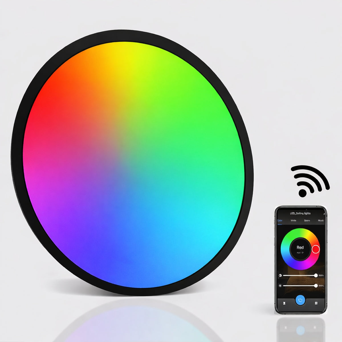 Smart Round LED Ceiling Light 24W – Modern Minimalist Black Design (With / Without Remote)