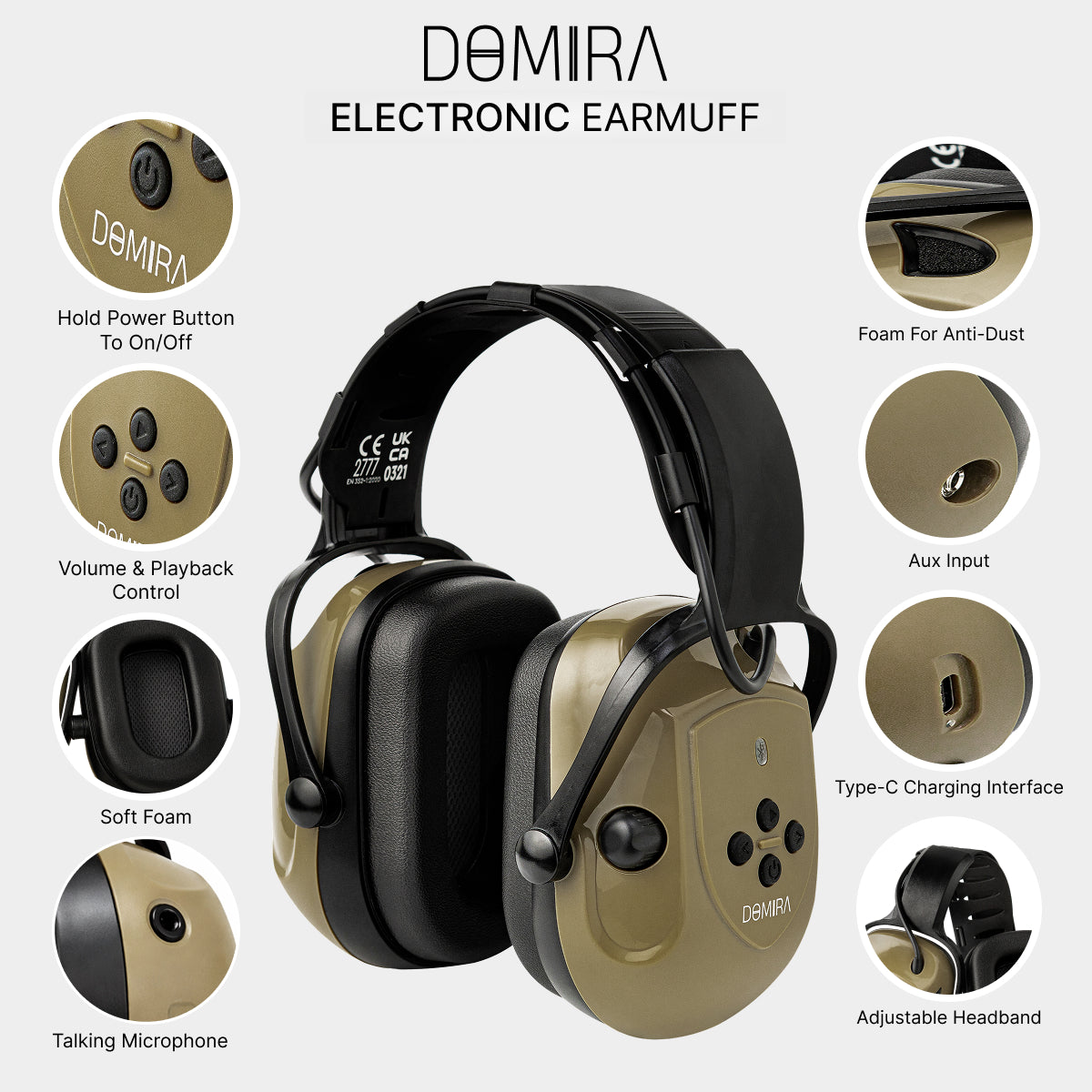 Bluetooth Shooting Ear Muffs SNR 30dB-Brown