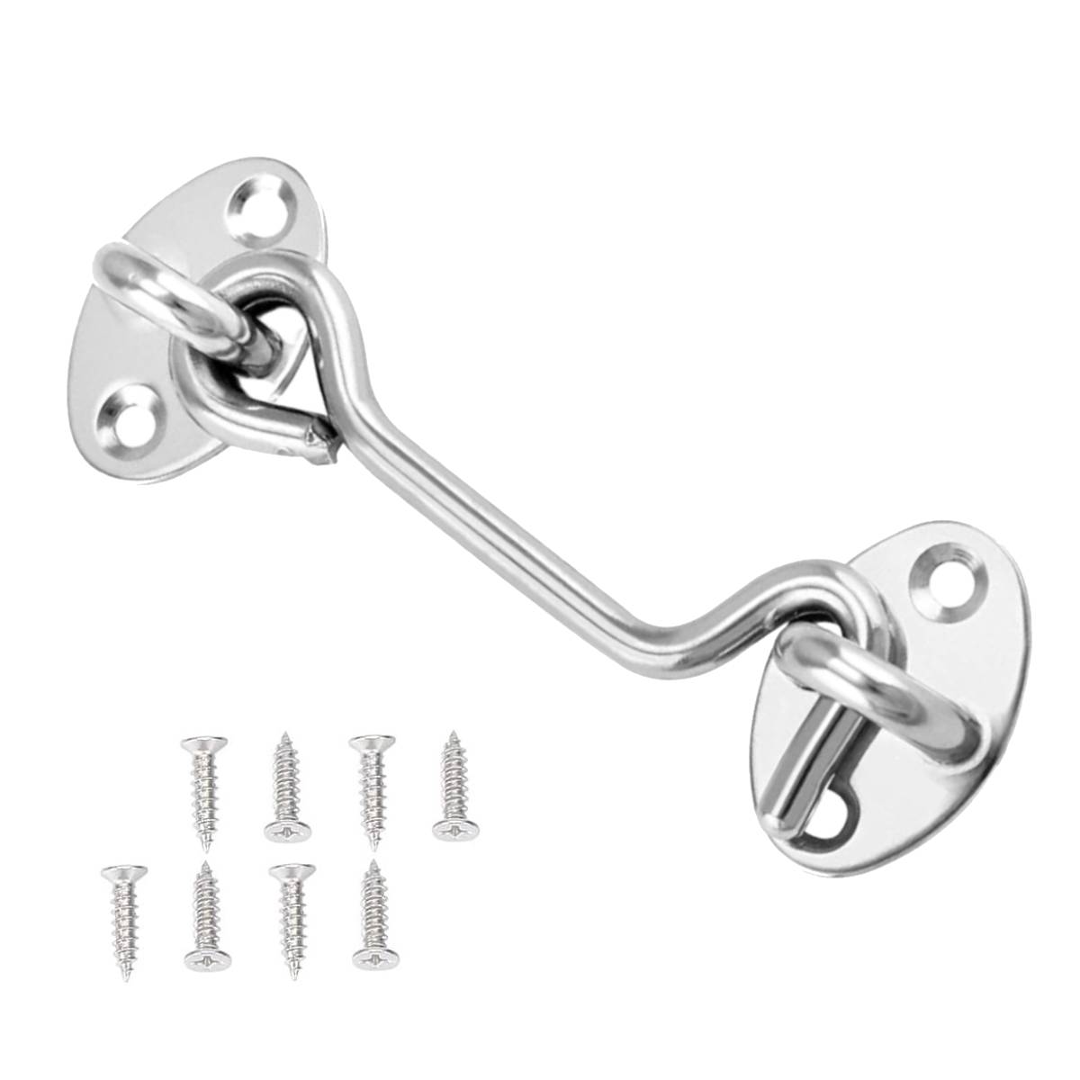 Hook & Eye Latch - Heavy Duty Stainless Steel Door Lock | 3, 4, 6, 8 Inch