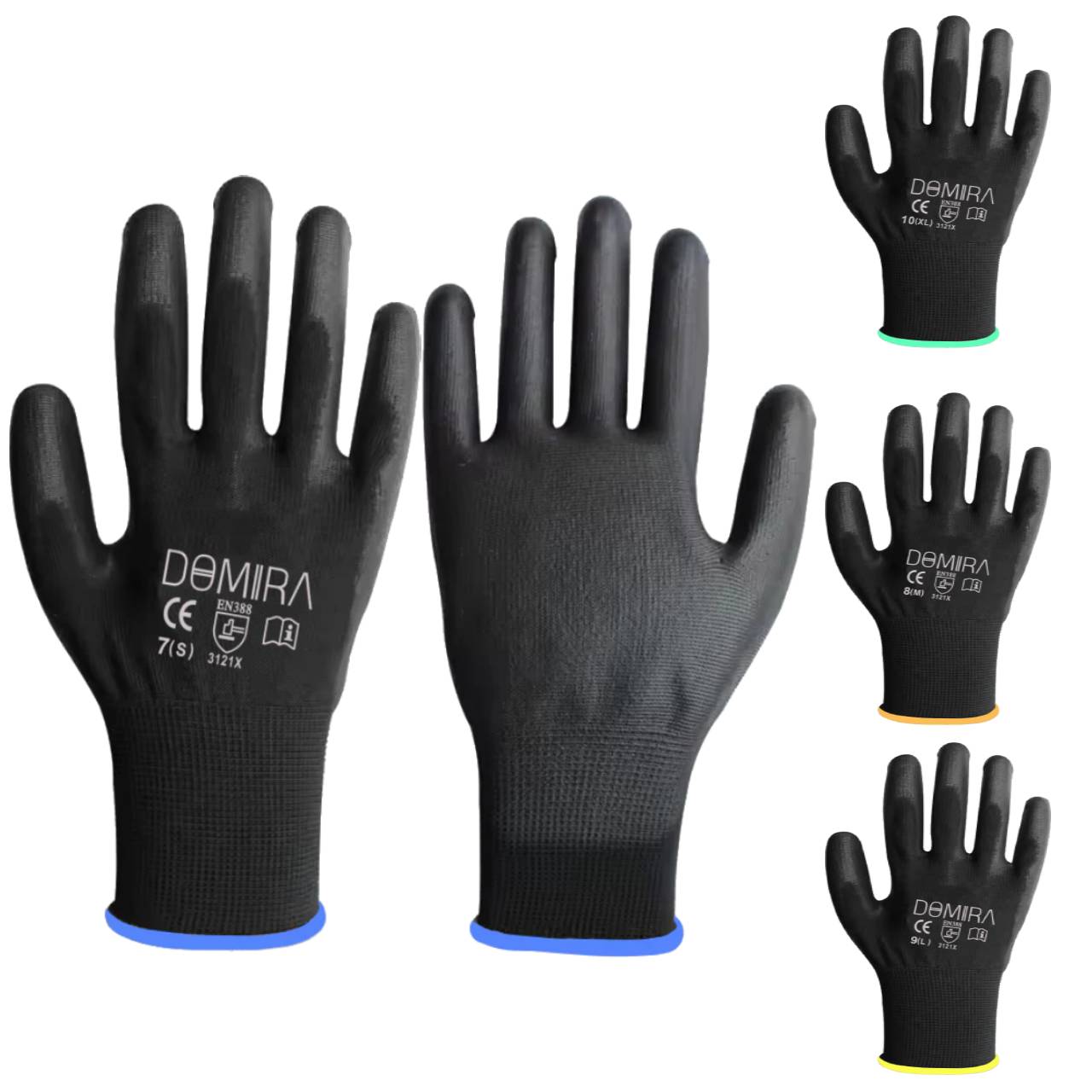 Anti-Static Work Safety Gloves with PU Coating Durable & Flexible Pack of 6