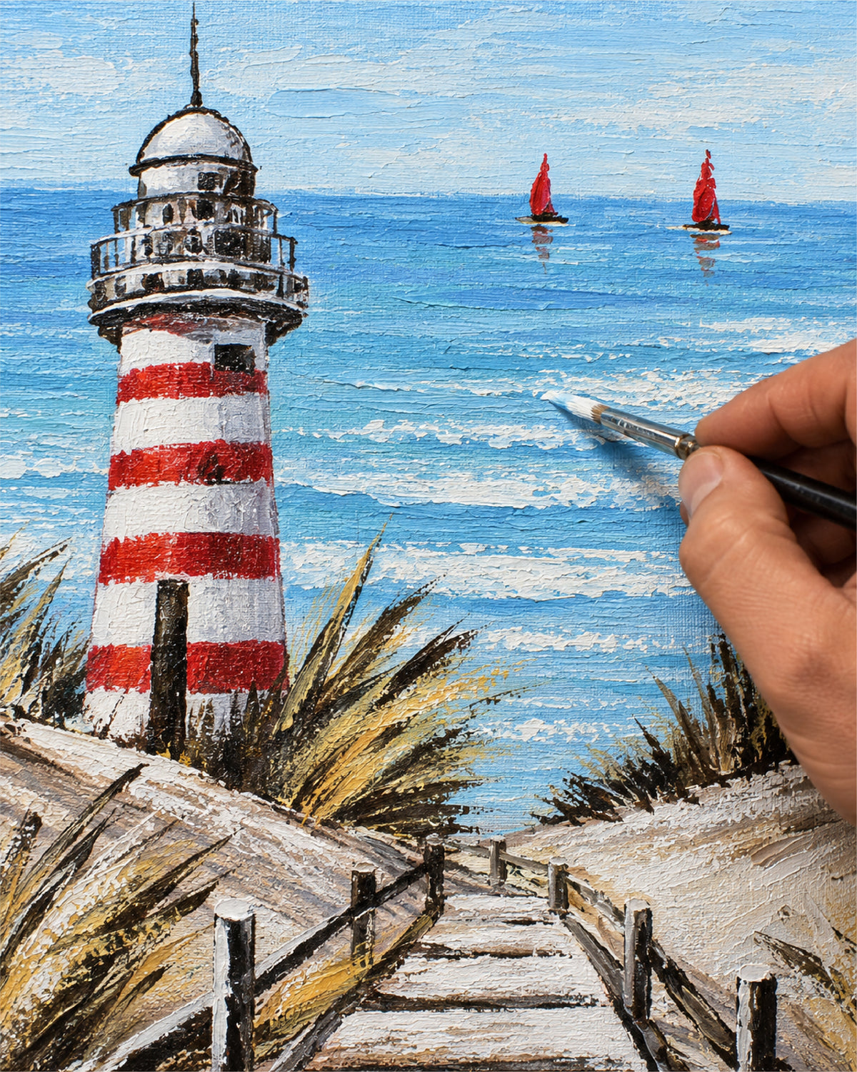 Reminiscence Handmade Lighthouse Painting