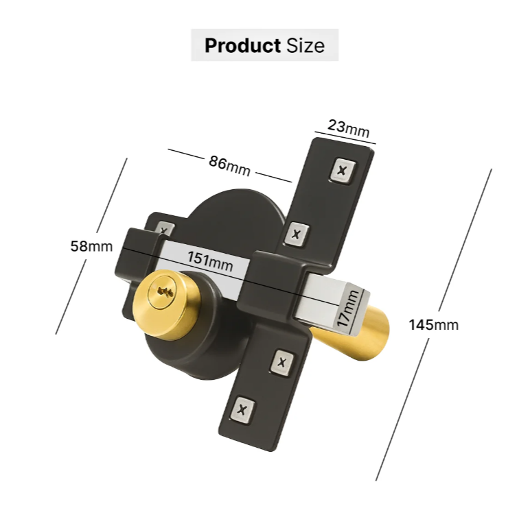DOMIRA Long Throw Gate Lock Garden Gate Lock Stainless Steel 70mm Double Locking