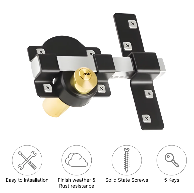 DOMIRA Long Throw Gate Lock Garden Gate Lock Stainless Steel 70mm Double Locking