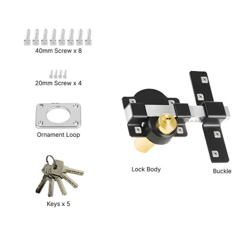 DOMIRA Long Throw Gate Lock Garden Gate Lock Stainless Steel 70mm Double Locking
