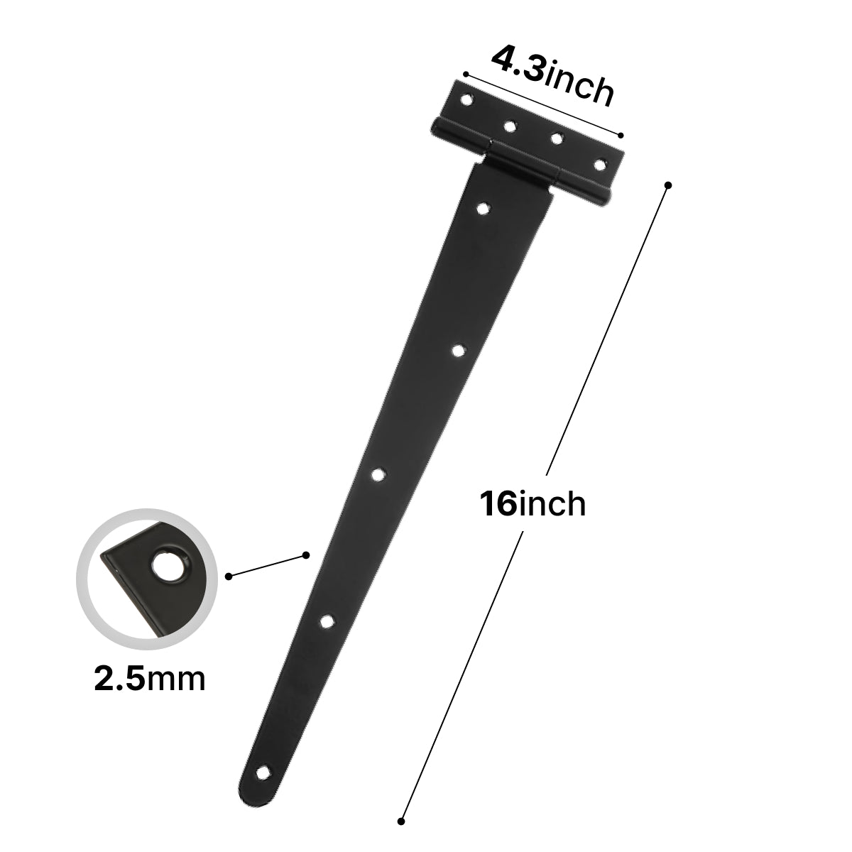 Tee hinge 16 inch size for Heavy gates and sheds