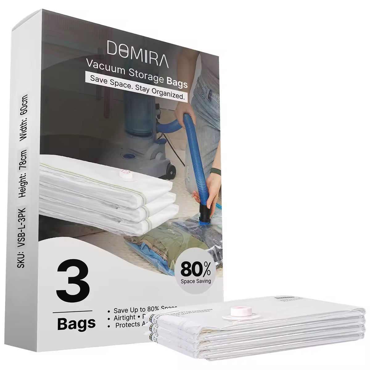 3-Pack Large Vacuum Storage Bags – Space Saver for Bedding & Travel