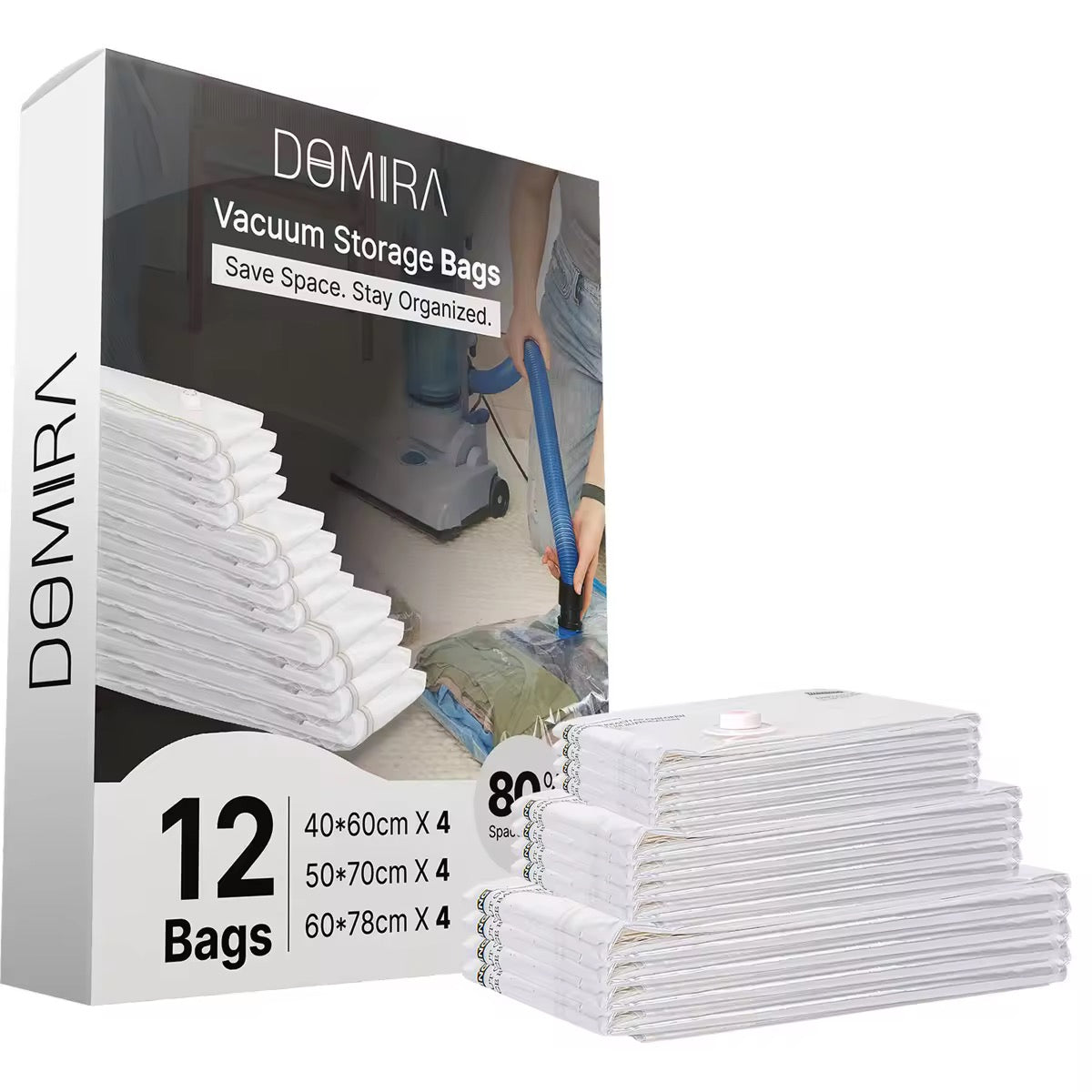 12-Pack Vacuum Storage Bags – Space Saver for Clothes & Bedding