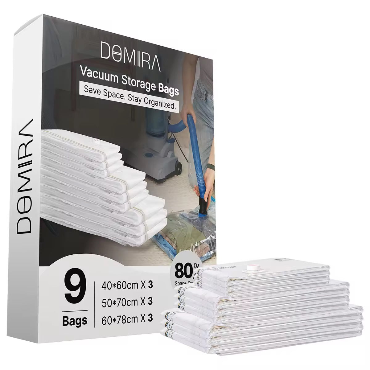 9-Pack Vacuum Storage Bags – Space Saver for Clothes & Duvets