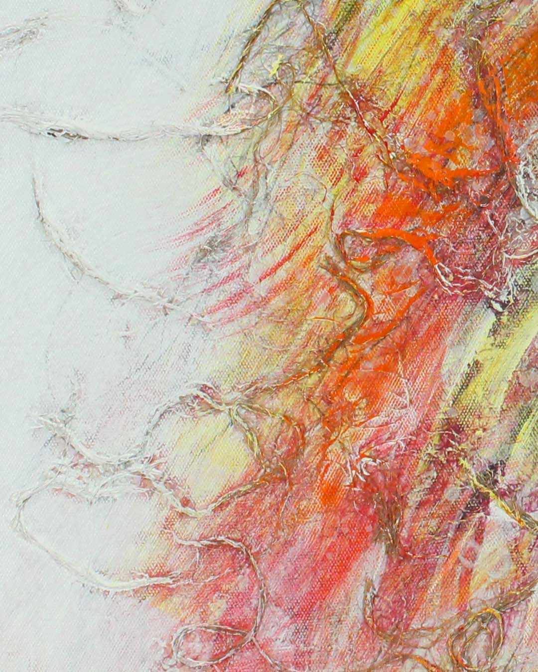 A Different Roar colourful lion wall art close-up of the brushwork