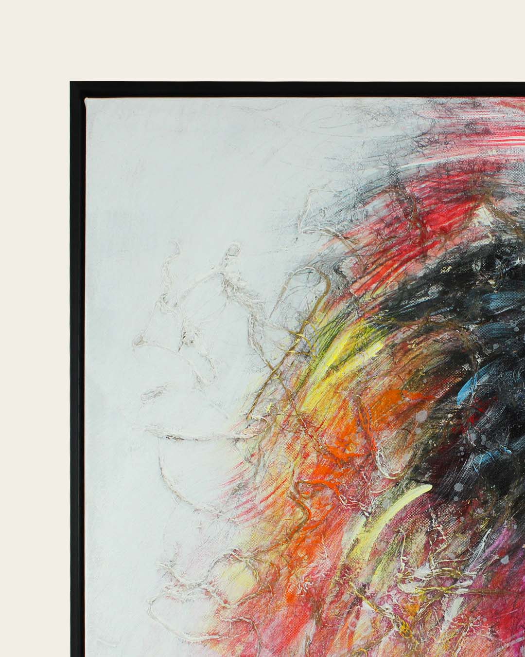 A Different Roar colourful lion wall art frame corner detail