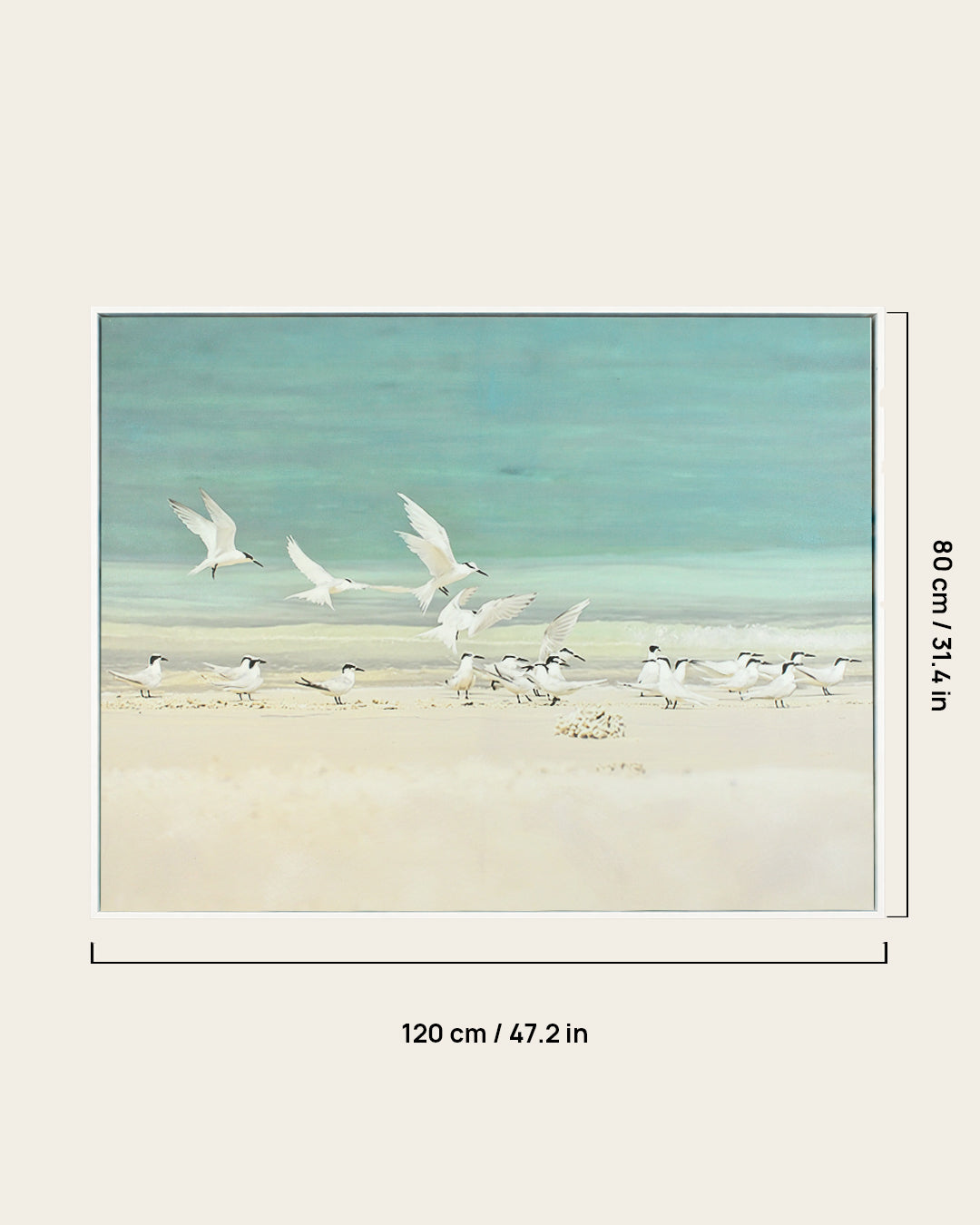 A Flurry of Wings white bird wall art 120 x 80 cm dimensions