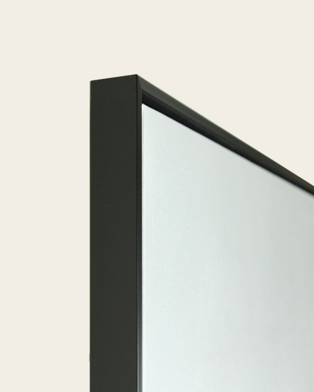 A Place Untouched monochrome lake wall art side profile of the black frame