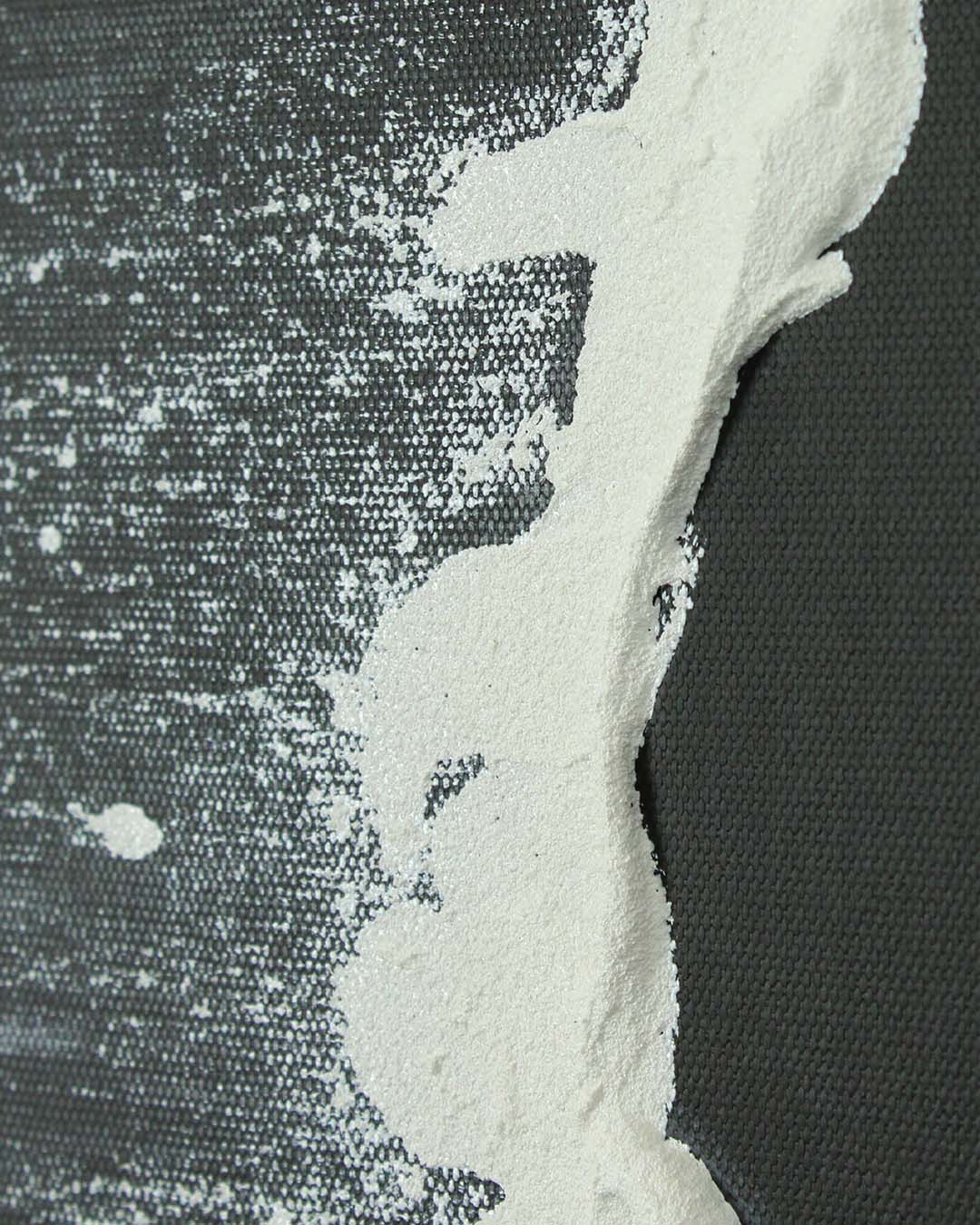A Quiet Whisper black and white wave painting close-up of the brushwork