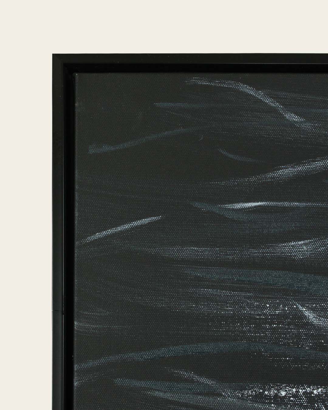 A Quiet Whisper black and white wave painting frame corner detail
